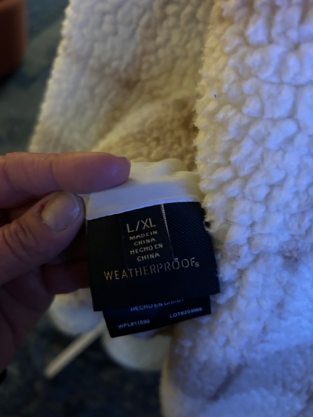 Weatherproof Cream Sherpa Coat with Ivory Texture - Picture 3 of 4